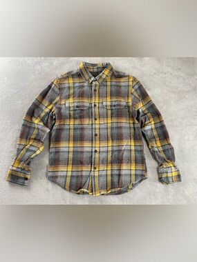 Loser Machine Flannel Shirt Men's Small Plaid Button Down Shirt Moto Outdoor